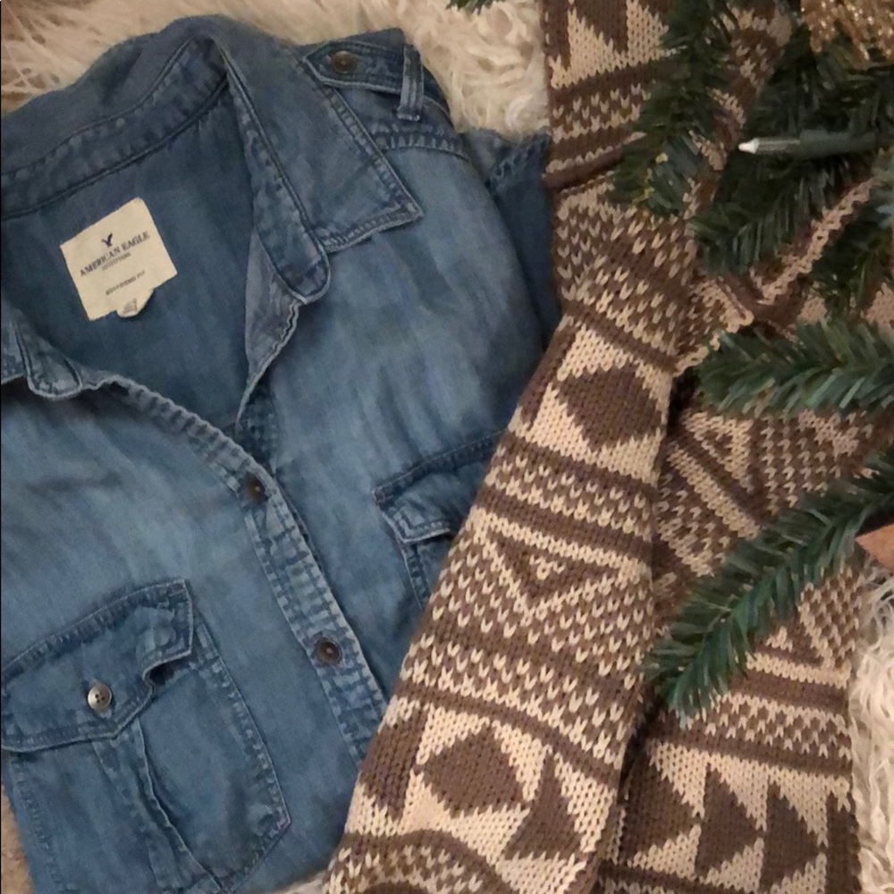 Denim button down